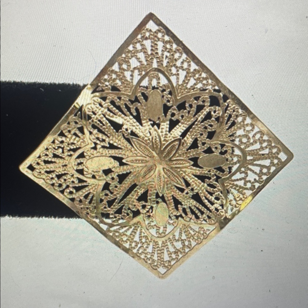 14K Gold Filigree Square Statement Earrings - Women Jewelry - Picture 10 of 14